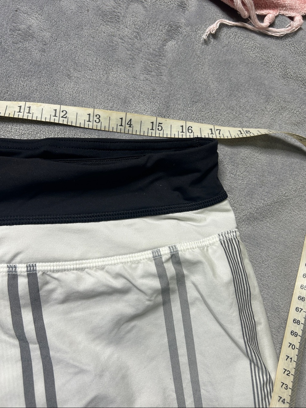 Women's Stripe Athletic Shorts in White and Gray - Picture 7 of 8